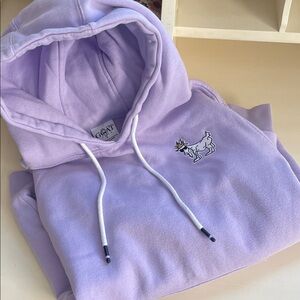 Purple Hoodie with Embroidered Goat